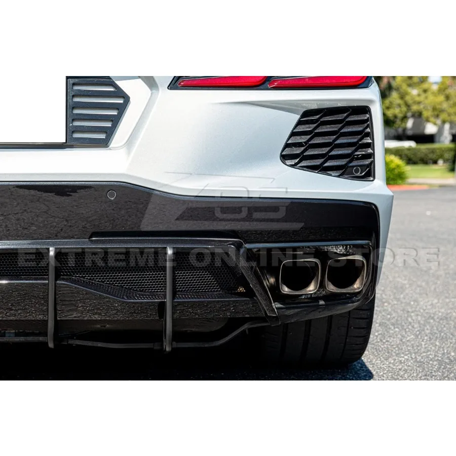 يناسب جميع موديلات قاعدة كورفيت C8 موجودة لعام 2020، مصد خلفي على الطراز الأداء، ناشر سفلي، زوج من البلاستيك ABS