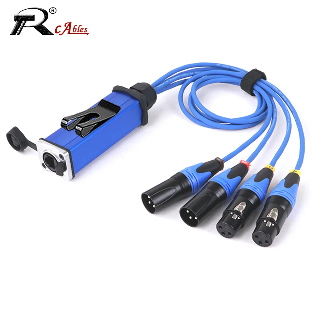 

STP RJ45 Cat5 Female Socket to 4 Channel 3Pin XLR 2 Male+2 Female Multi Network Receiver for Stage Performances,Recording Studio