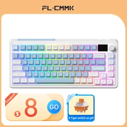 FL·ESPORTS CMK75 2.4G Wireless Bluetooth Wired Mechanical Keyboard Russian Korean Keycap Full-Key Hot Swap 81Key Gaming Keyboard