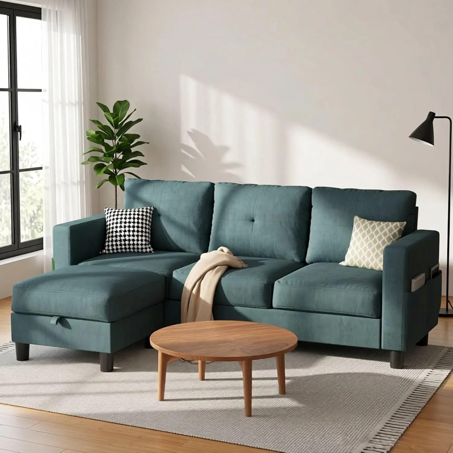 tt-Convertible L-Shaped Sectional Couches for Living Room, Space-Saving 3-Seat Couch for Small Apartments , Customized-