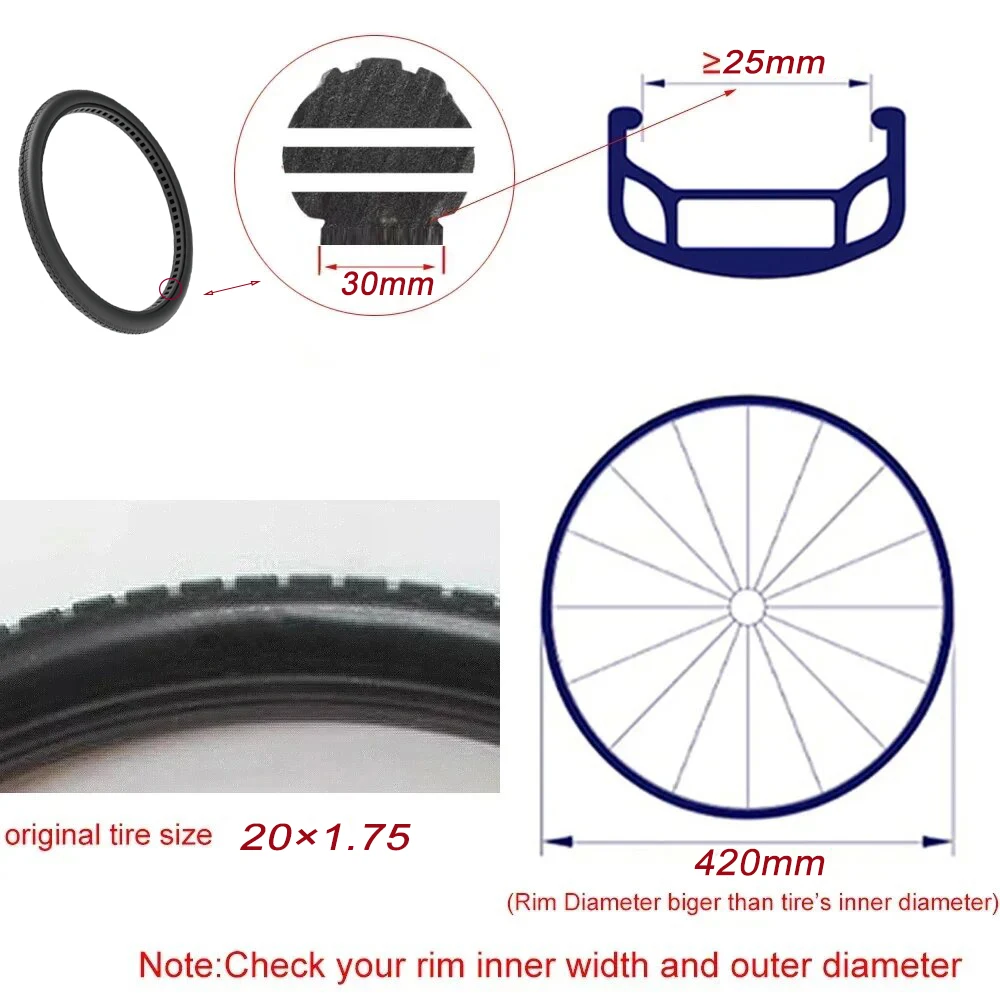 20 Inch 20x1.75 Bicycle Honeycomb Solid Tire Bike Airless Solid Tyre Tubeless Shock Absorbing Explosion Proof Tires