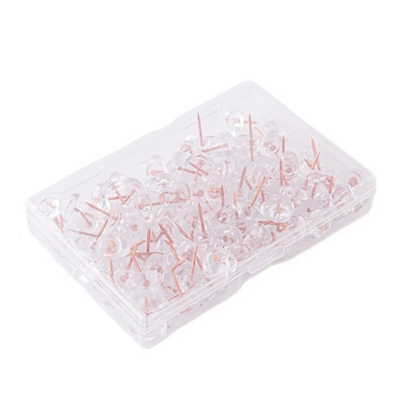 Puntine trasparenti, confezione da 100 puntine trasparenti per mappe con punti metallici per bacheca, marcatura tessuti e