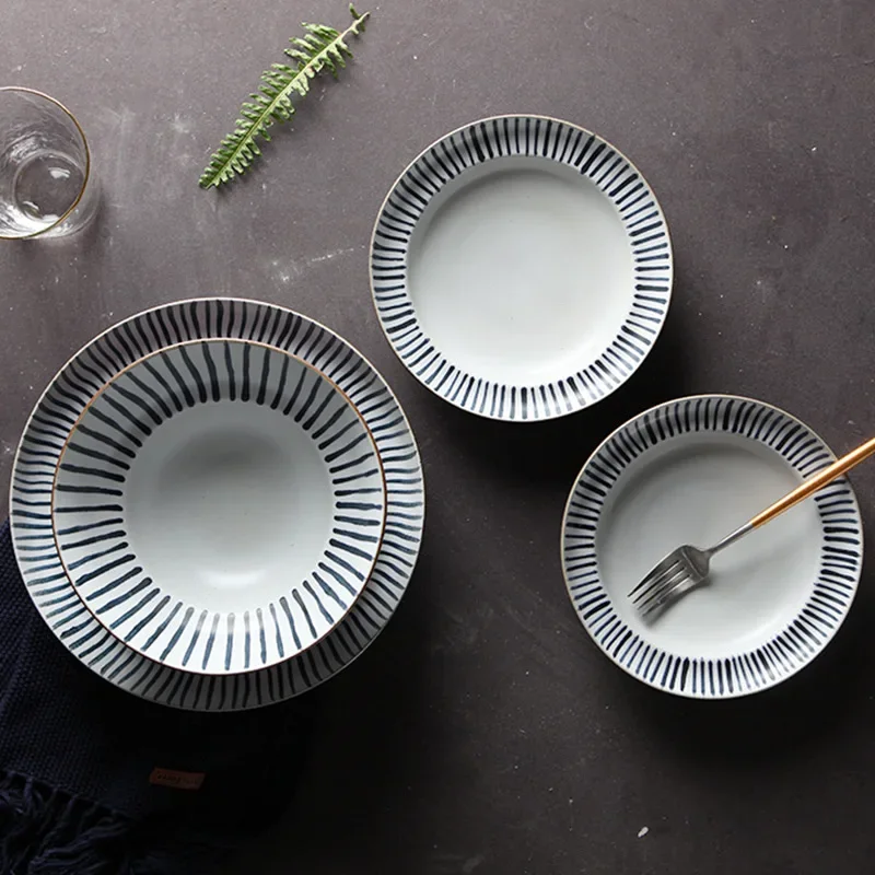 LingAo Japanese Hand-painted Ceramic Tableware, Bowls and Plates