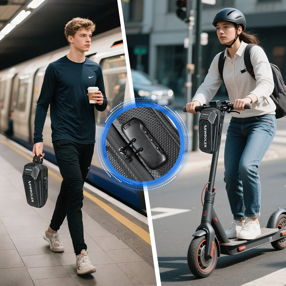 NEWBOLER 5L Elektroroller-Fronttasche mit Passwortschloss, große Kapazität, Elektroroller-Tasche, Aufbewahrung im Freien für Xiaomi Scooter – Detail 15