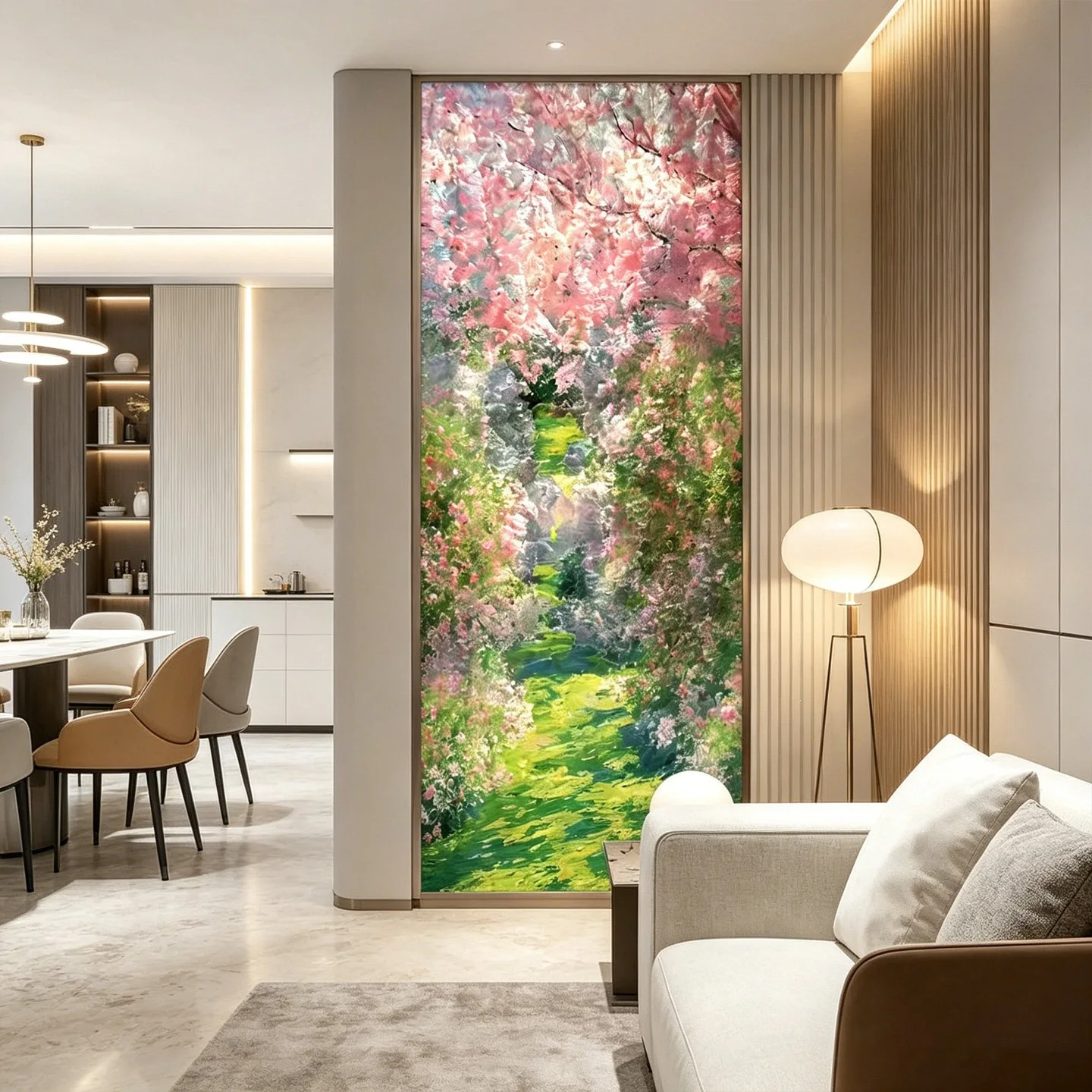 Pure handmade silk enamel color art glass screen partition living room entrance entrance light