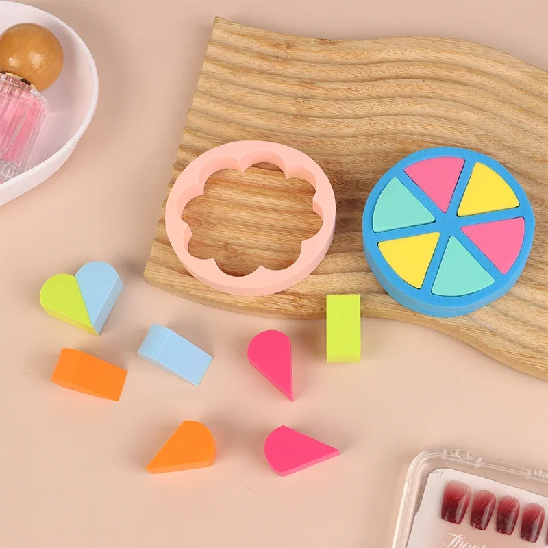 6/8 個三角形化粧パフ小さなスポンジポータブルブレンダーウェットドライデュアルユース美容天然ラテックスミニフェイシャル化粧品ツール