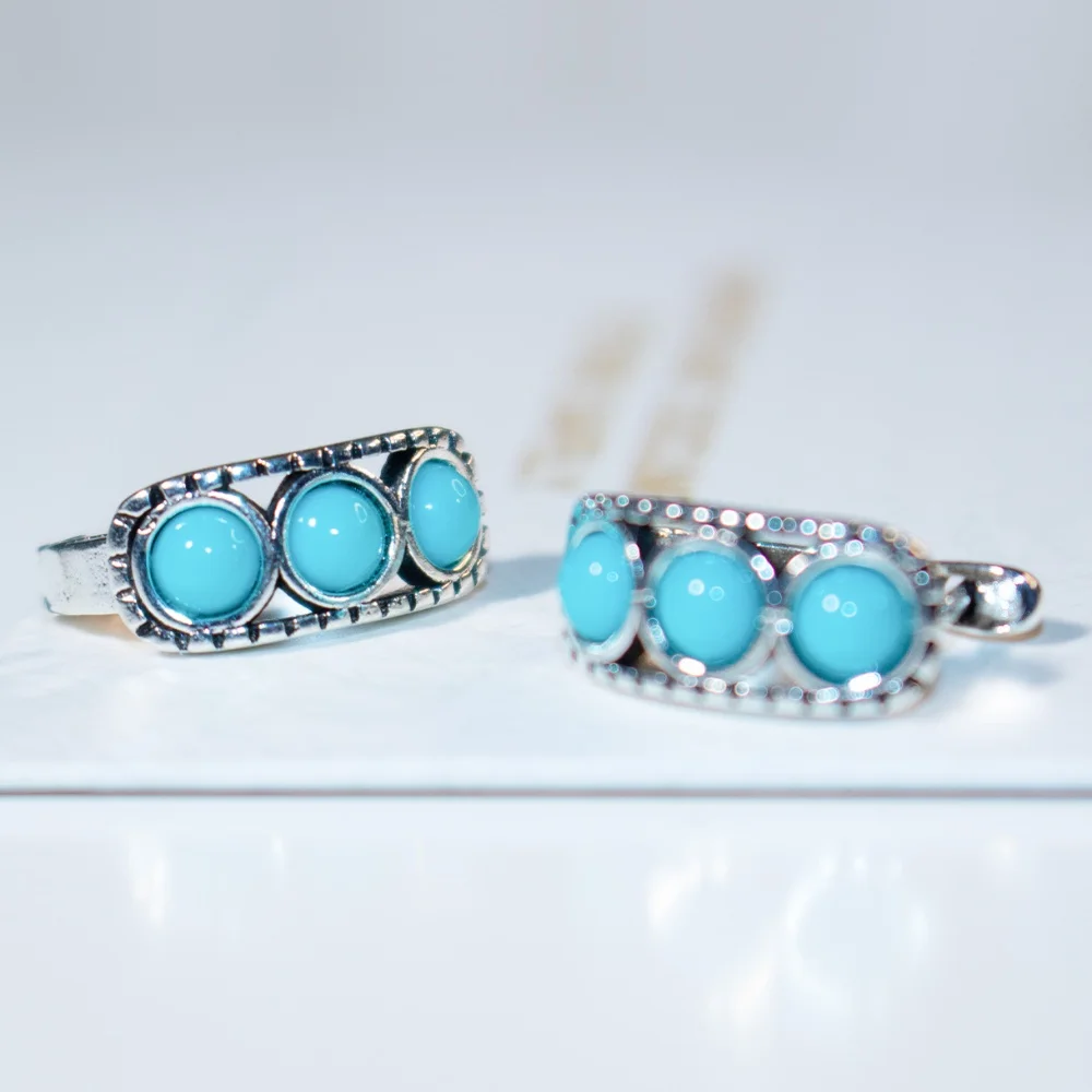 

Vintage Non Tarnish Womens 925 Silver Earring Raw Mineral Turquoise Earring For Women