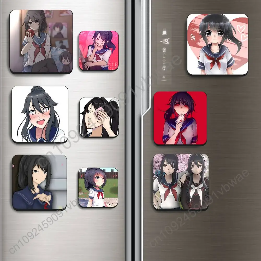 

Yandere Simulator Ayano Aishi Black Square Plastic Fridge Magnet, for Magnetic, No Trace Left, Durable, Smooth and Textured