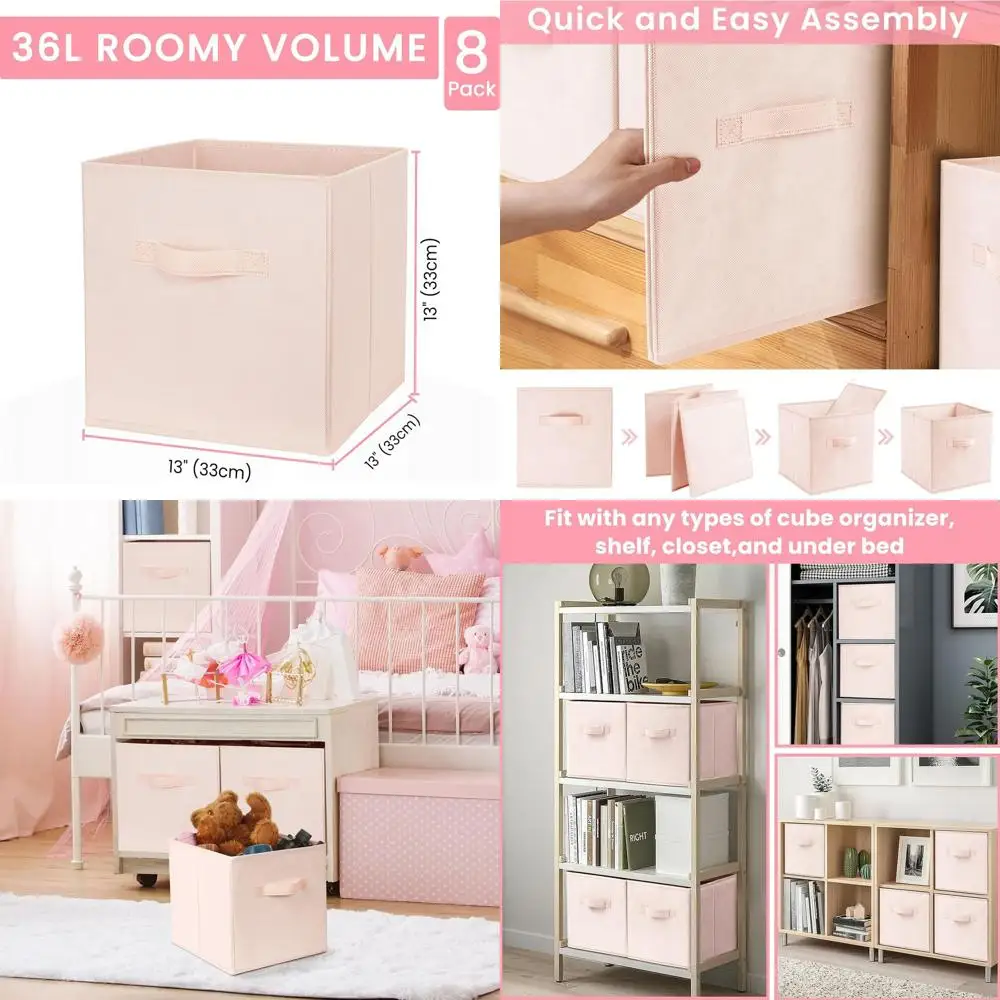 

Набор из 8 прочных тканевых складных контейнеров для хранения, 13 дюймов, для организации пространства в шкафах, на полках и в детской комнате