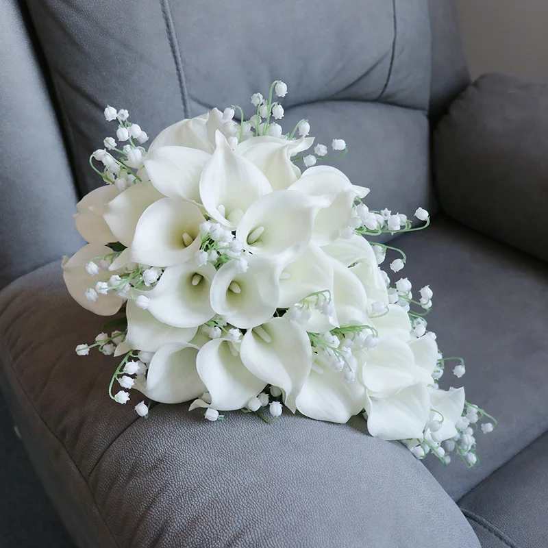 Wedding bride water drop bouquet simulated calla lily wedding photo hand flower home fake flower art
