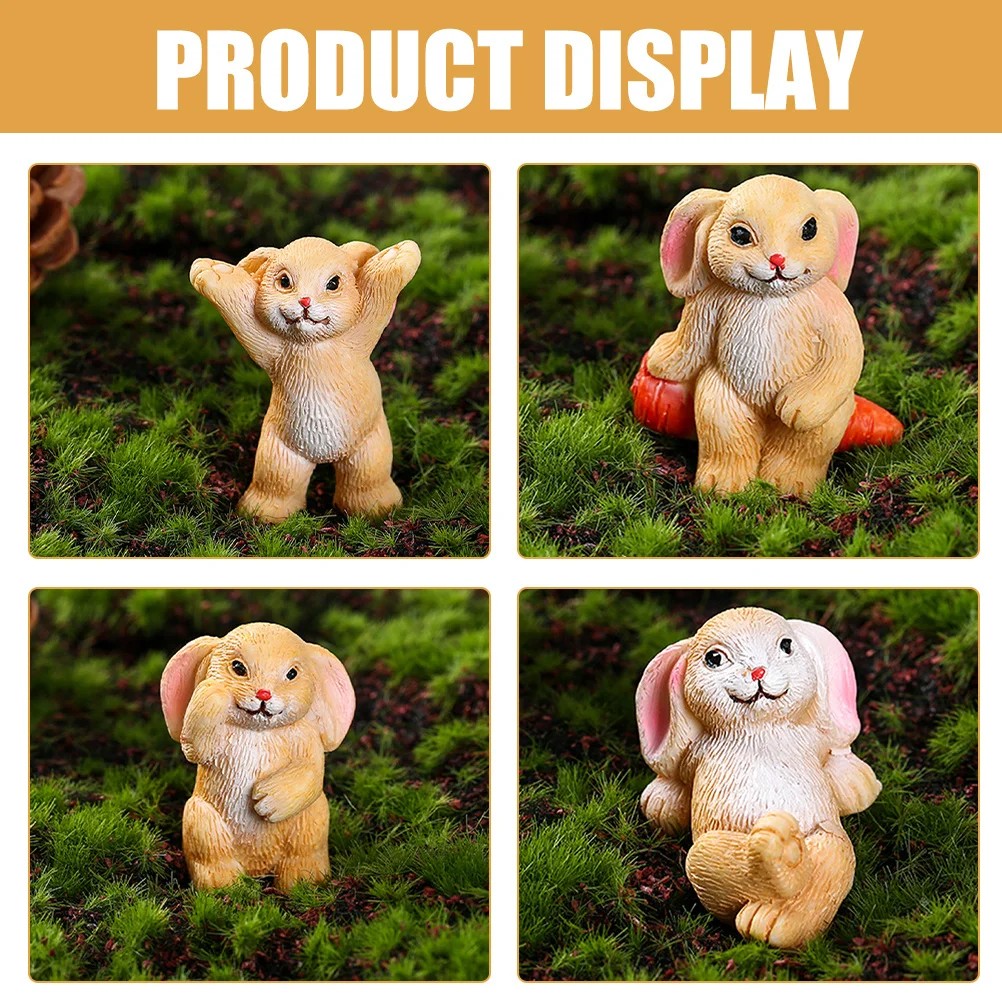 

5Pcs Resin Bunny Ornament Wide Range Applications Strong Festive Atmosphere Living Room Bedroom Coffee Shop Table Decor