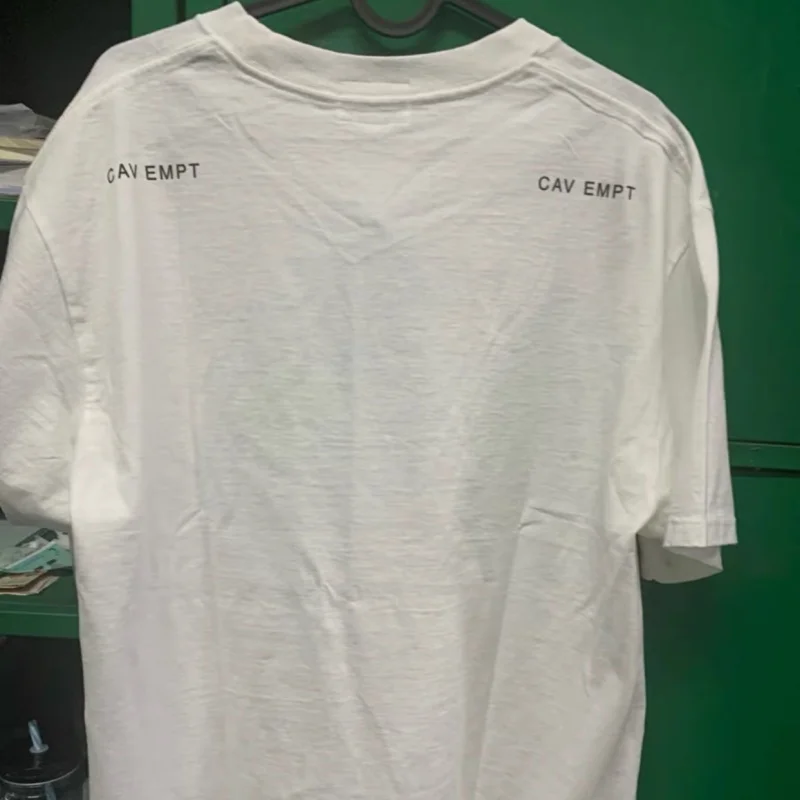 Summer Casual Street CAVEMPT Tshirts Unisex Cototn Top Pixel Green Letter Graffiti Print White Breathable Short Sleeve Men Women