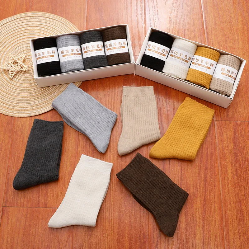 Children's wool socks for autumn winter wool for boys and girls mid length socks students sports socks suitable ages 6-10