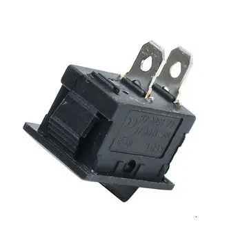 100pcs Black Push Button Switch 6A-10A 110V 250V KCD1 2pins Snap-in On/off Rocker Switch 21mmx15mm