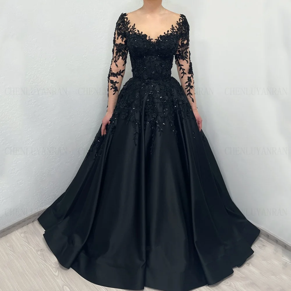 Maßgeschneiderte, exquisite Perlen-Kleider für formelle Anlässe, lange Ärmel, langes Partykleid, Satin, sexy Abendkleider, فسات Sierra Sierra Sierra