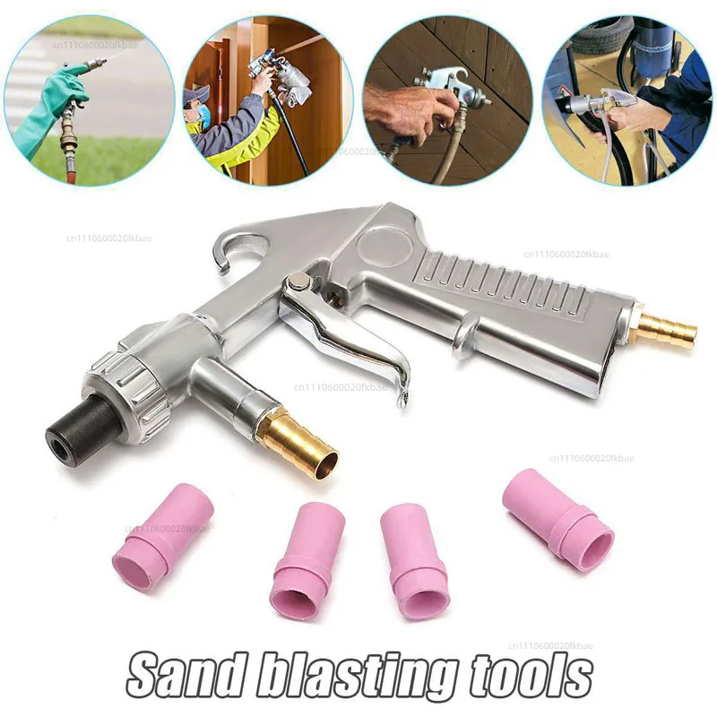 Sandblaster Air Siphon Feed Blast Nozzle Ceramic Tips Abrasive Sand Blasting with 4pcs Ceramic Nozzles Abrasive