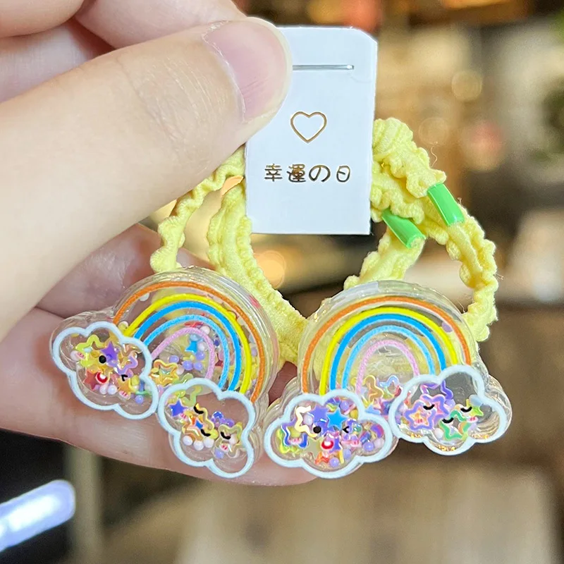 Children Hair Ties Flower Ruffle High Elastic Movable Decor Ponytail Holders Soft Stretchy Cute for Girls Daily School