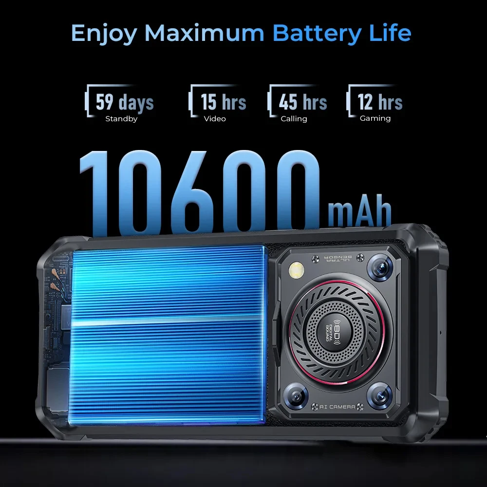 Oukitel WP36 Pro Robustes Telefon 6,52 Zoll HD 60 Hz 6 GB RAM + 256 GB ROM MTK8788 10600 mAh Mobiltelefon Android 13 13 MP Kamera Handy NFC