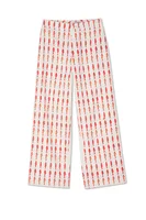 Summer Women Cartoon Red Fish Print O Neck Tank Top And Straight Female Long Pants Short Sleeve Shirt Wide Leg Pant 2 Piece Sets - Image 6