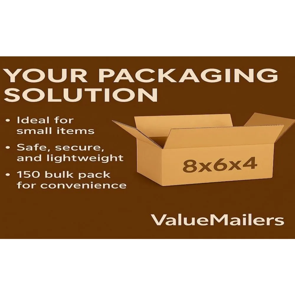 Strong Cardboard Corrugated Moving Boxes - 150 Pack 8x6x4 Inches, Ideal for Packing, Mailing, and Storage