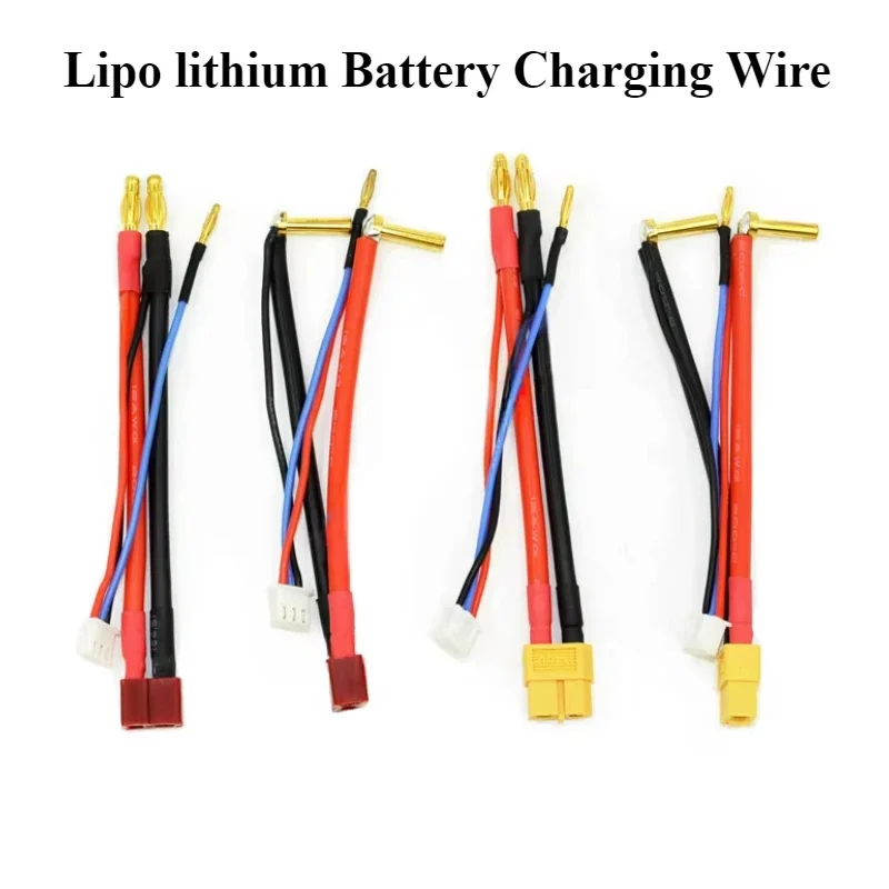 1-10Pcs Lipo lithium Battery Charging Wire 2S 4MM/2S Balance Head T/ XT60/EC5/XT90S For Car Truck DIY Model Toys Silicone Cable