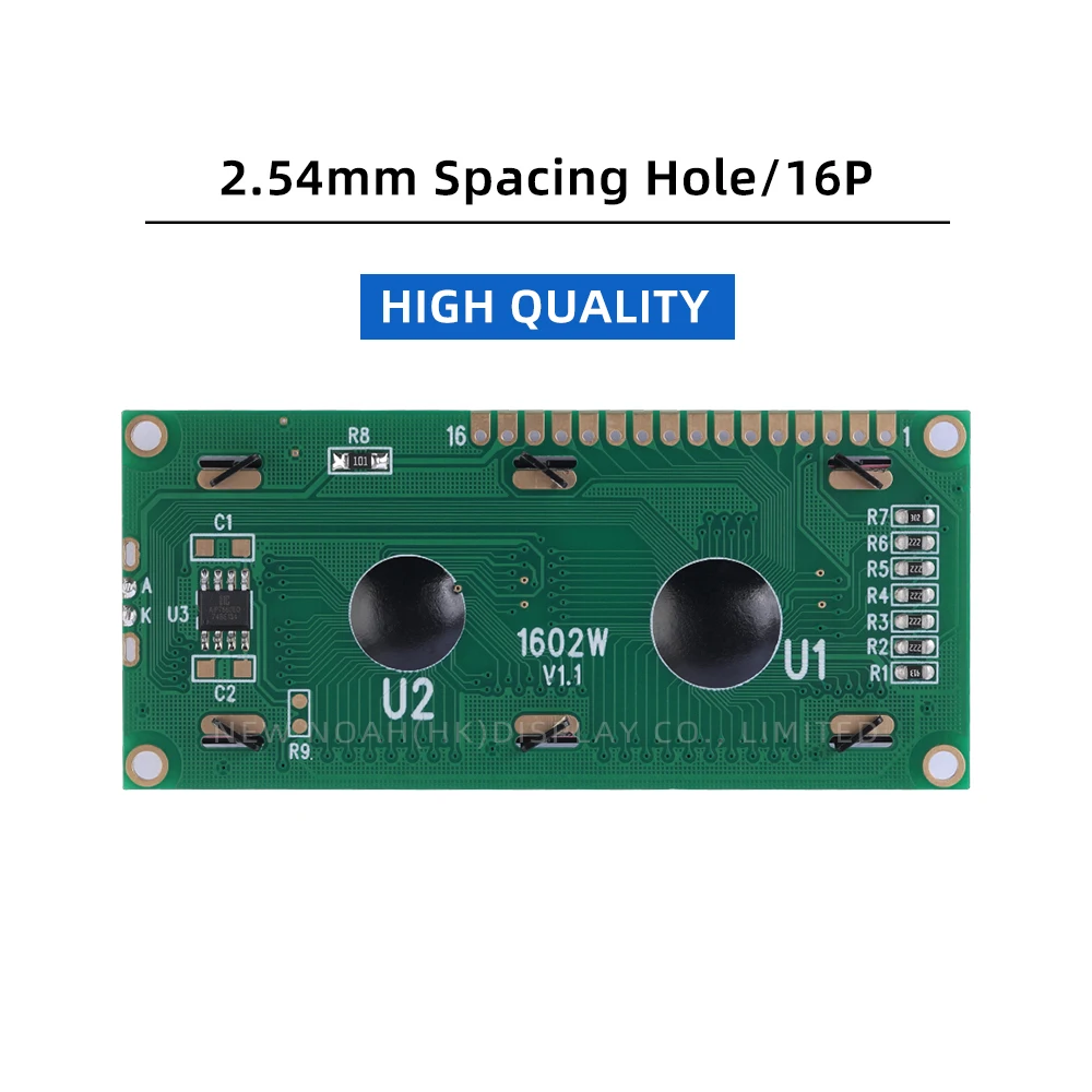 Russian BTN Black Film Green 1602W 3.3V Display Module Large Window 1.6 Inches ST7066U Full Angle Wide Temperature Range