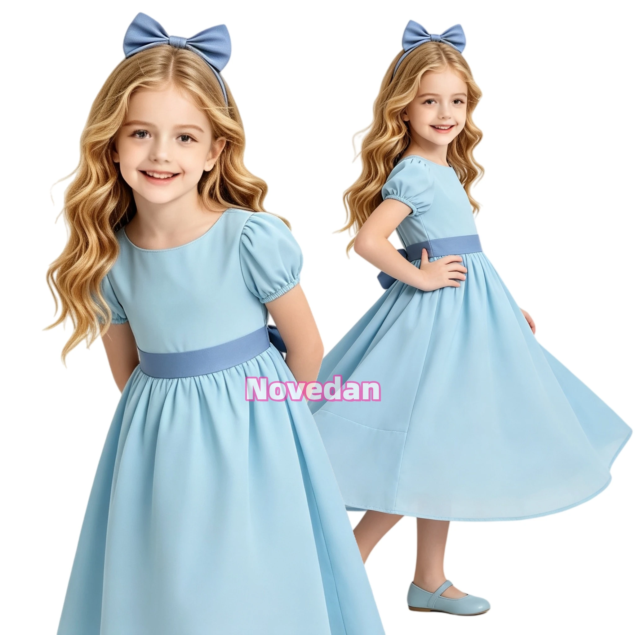 Disfraz de Peter Pan y Wendy Darling para niñas, vestido largo de princesa con mangas abullonadas, ideal para Halloween, fiestas de cumpleaños, cosplay y eventos temáticos.