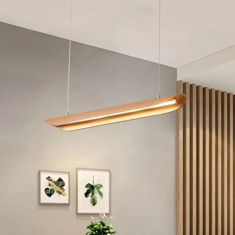 

Modern LED Office Lighting Chandelier Solid Wood Personality Nordic Restaurant Living Room Bedroom Atmosphere Decor Ceiling Lamp