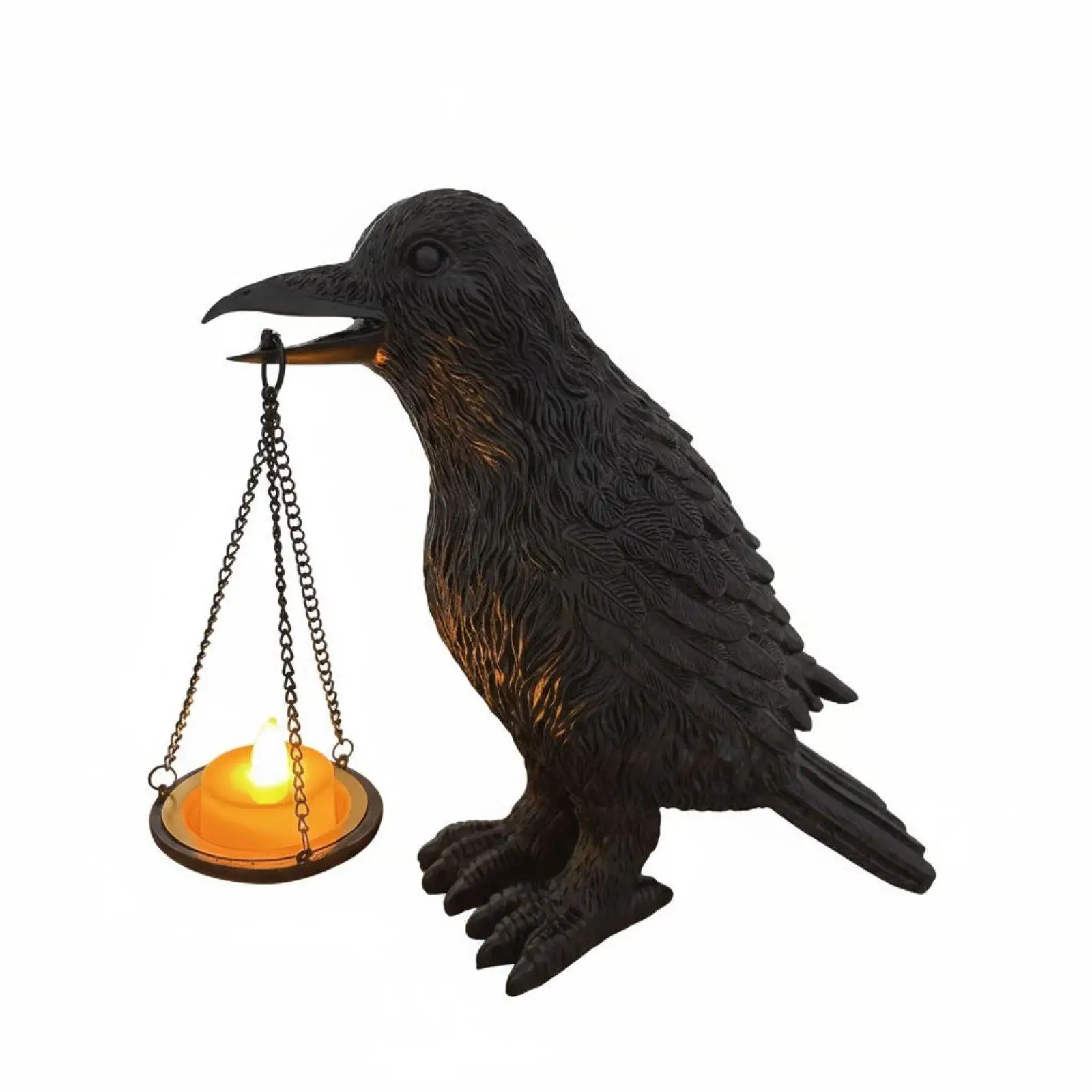 lampe-corbeau-gothique-decoration-effrayante-statue-d'oiseau-gothique-details-realistes-pour-bureau