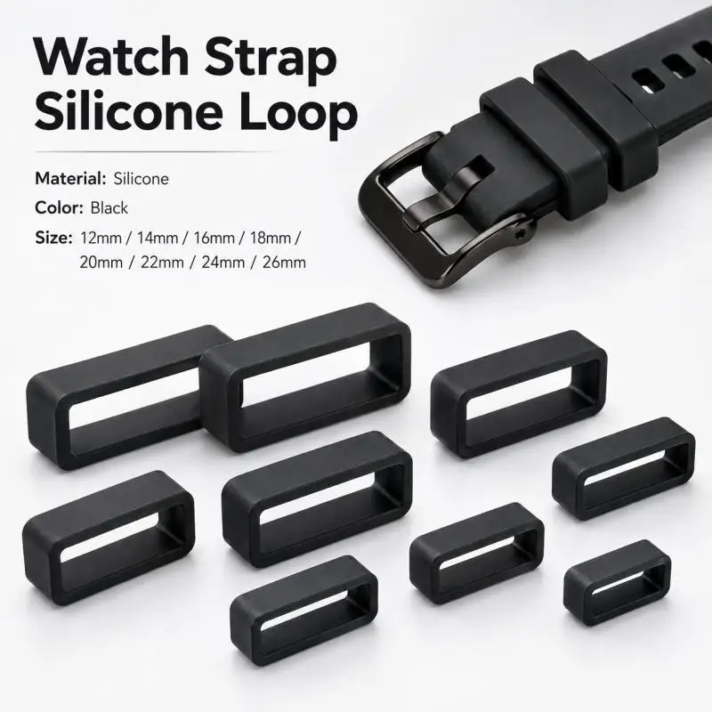 5~15pcs Silicone Watch Band Holder Loop 12-26mm, Rubber Keeper Rings for Straps to Prevent Flopping, Watchband Accessories Set