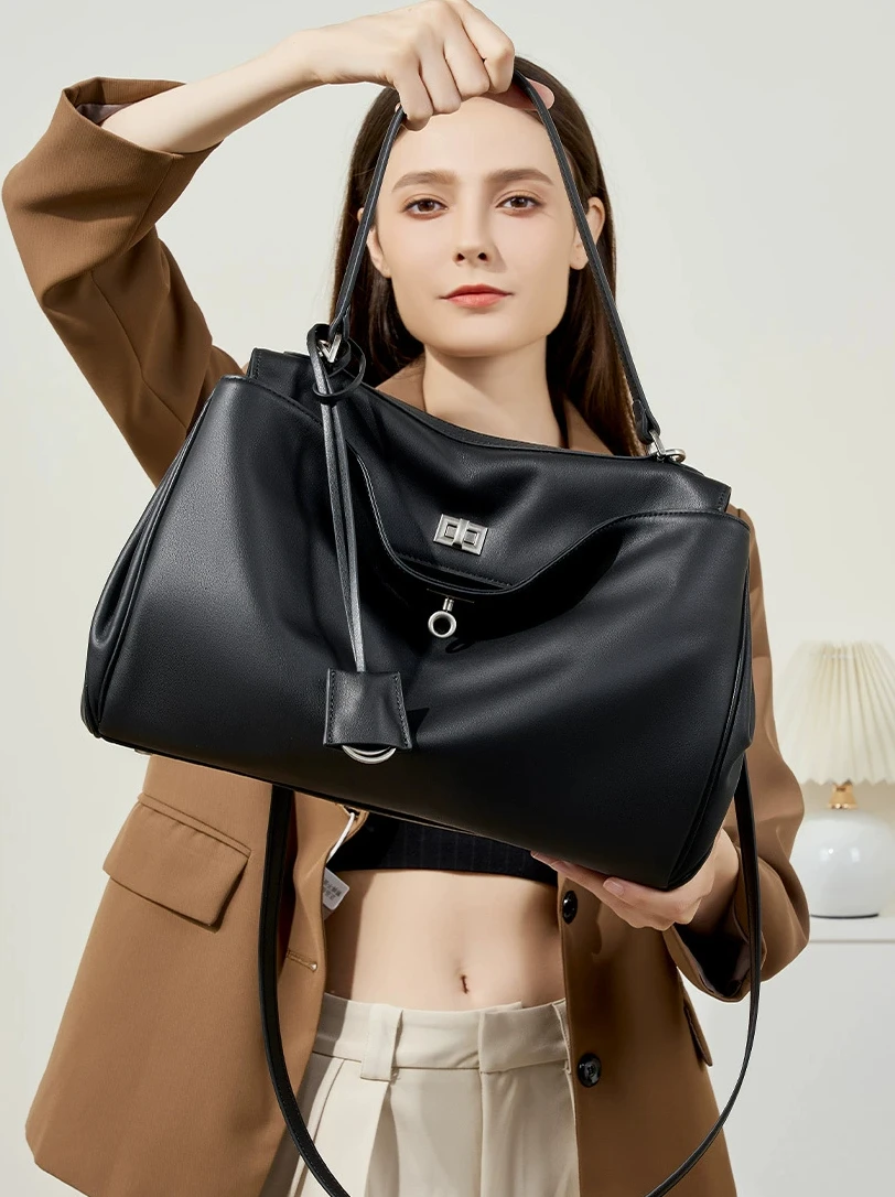 حقيبة يد Rodeo Kelly الجديدة ذات سعة كبيرة من جلد العجل الناعم ومقبض كتف واحد وقفل حقيبة تحت الإبط للركاب