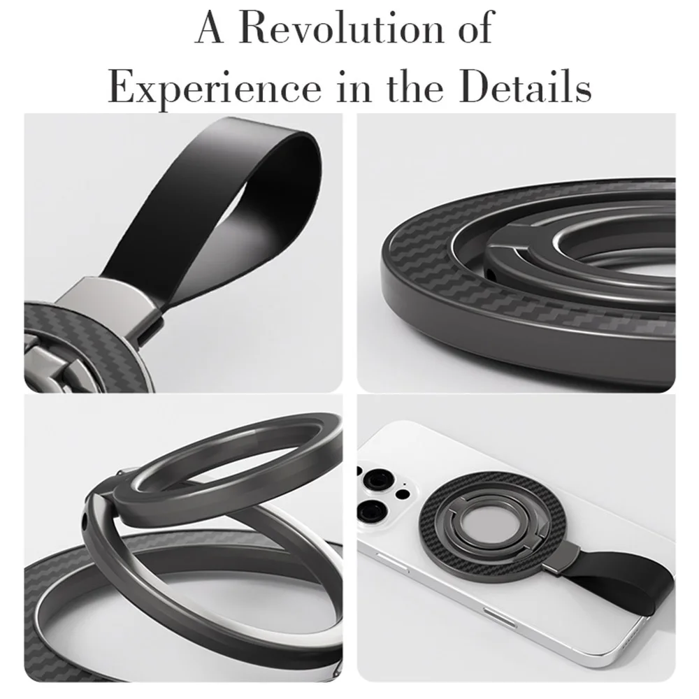 حامل مغناطيسي عالمي على الوجهين لحامل الهاتف المحمول مع حزام يد قابل للإزالة 360 درجة °   تدوير قوس البنصر للسيارة