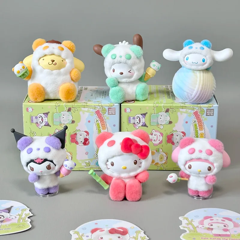 New Genuine Sanrio Characters Colorful Panda Series Mini Blind Box Trendy Collectible Figurines Popular Gift Hello Kitty Kuromi