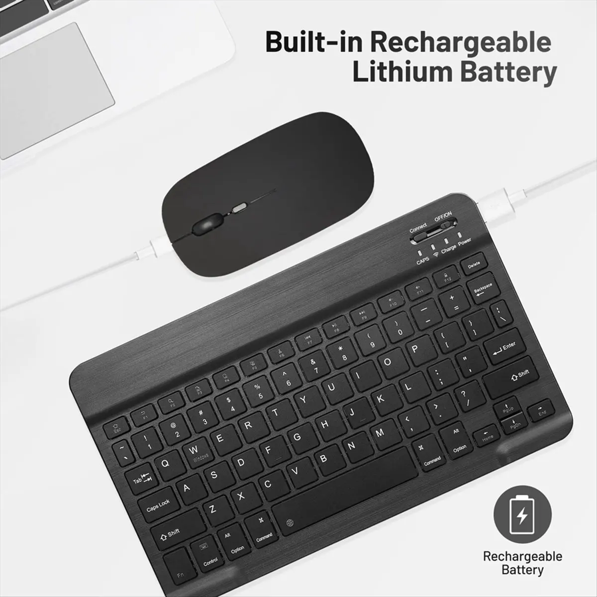 N86R 10 Inch Bluetooth Keyboard Rechargeable Ultra-Slim Wireless Mouse Keyboard Set for Android Tablet C
