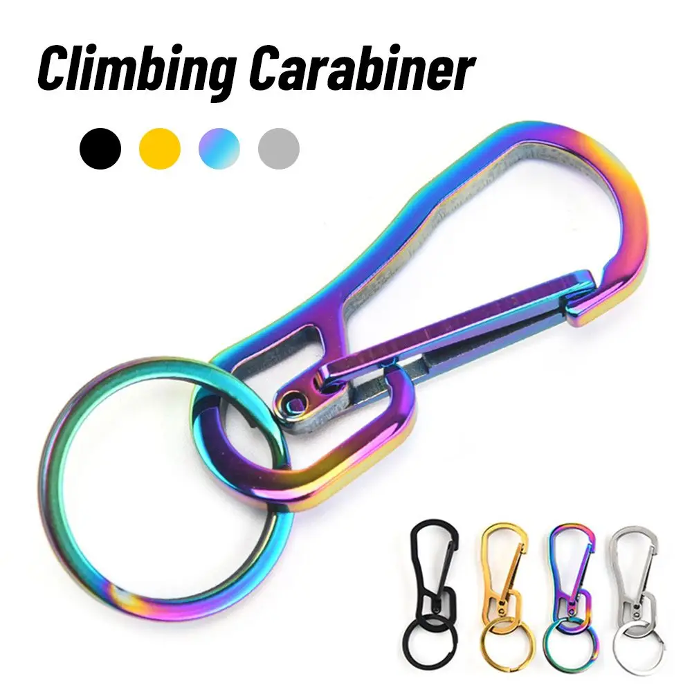 

4 Colors Stainless Steel Outdoor Tool Accessories Climbing Carabiner Camping Clip Key Ring Hook Keychain Holder