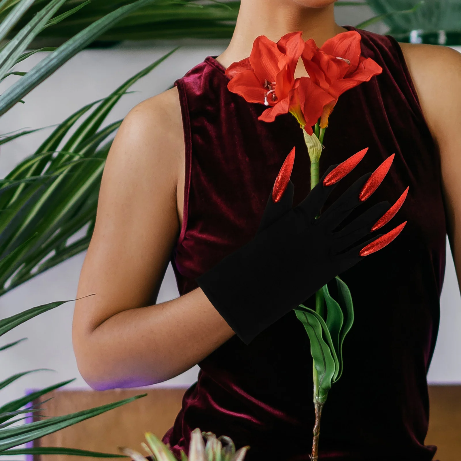 1 paar Halloween Ghost Nail Handschoenen Scary Claw Vingernagels Molding Lichtgewicht Voor Cosplay Party Decor Kostuum Accessoire Props