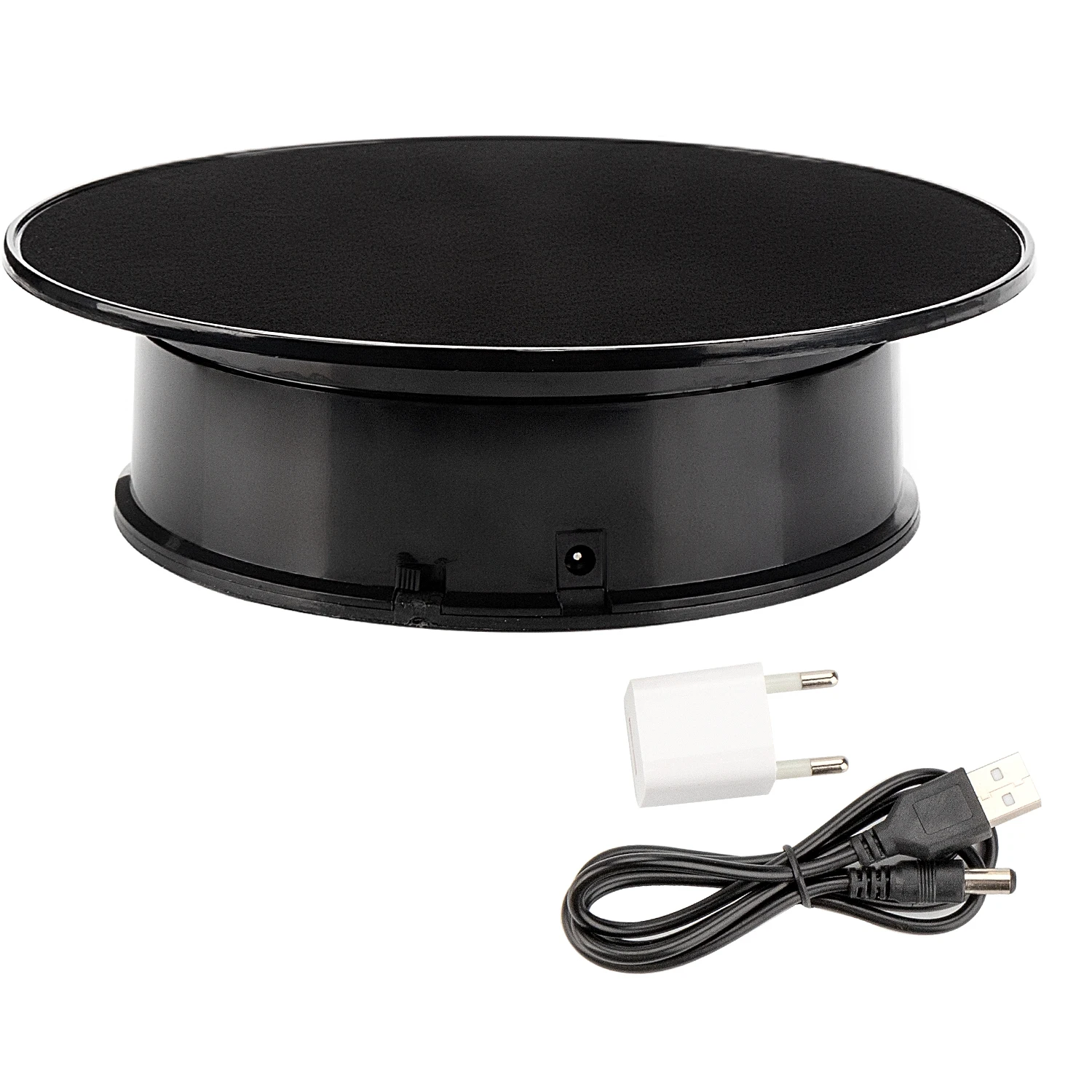 20cm Stylish Black Velvet Top Electric Motorized Rotary Rotating Display Turntable Max Load 1kg for Jewelry Modeldisplay Stand