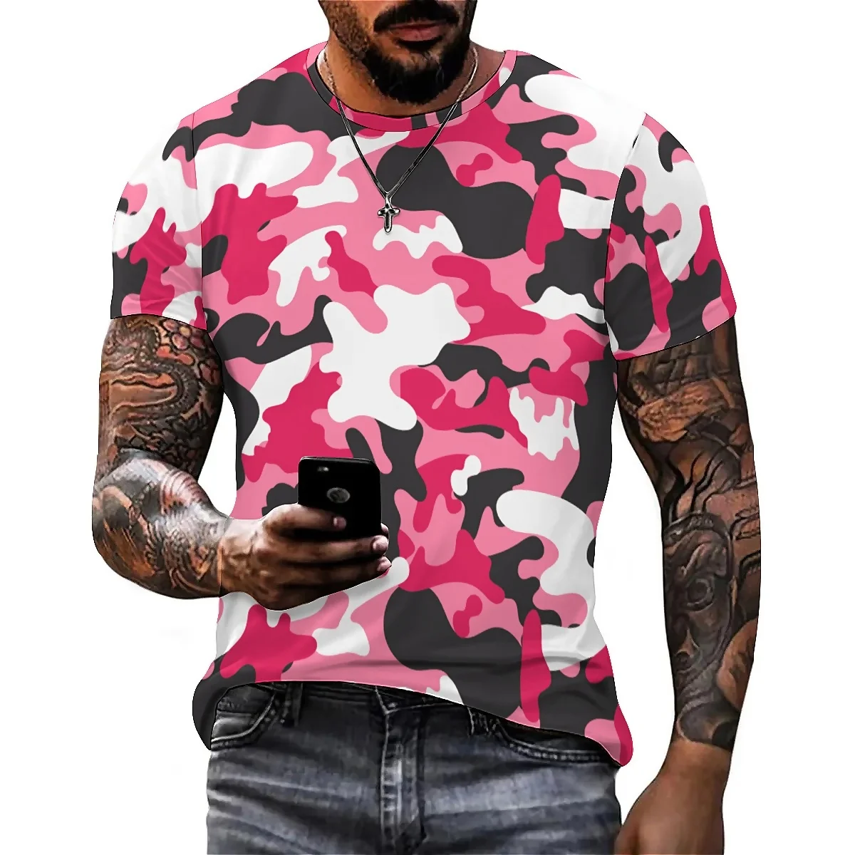 Winter Loungewear Abstract Dizzy Pattern Men's 3D Printed Short Sleeve T-Shirt - Full Print