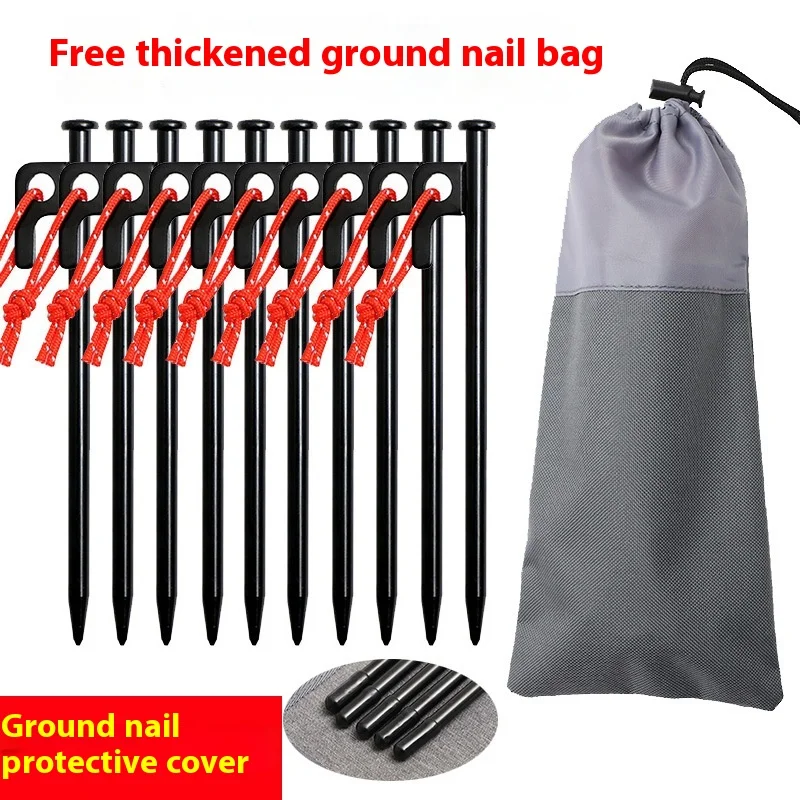 

Heavy Duty Tent Stakes - 12 Inch Long Steel Camping Pegs for Hard Ground, Sand, Wind, Universal for Most Tents, Tarps