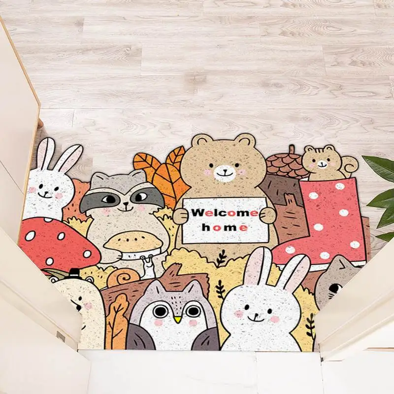 

Настраиваемый по размеру ПВХ-коврик для двери с мультяшным животным дизайном, тонкий придверный коврик в скандинавском стиле, 0,5 см, для дома и декора