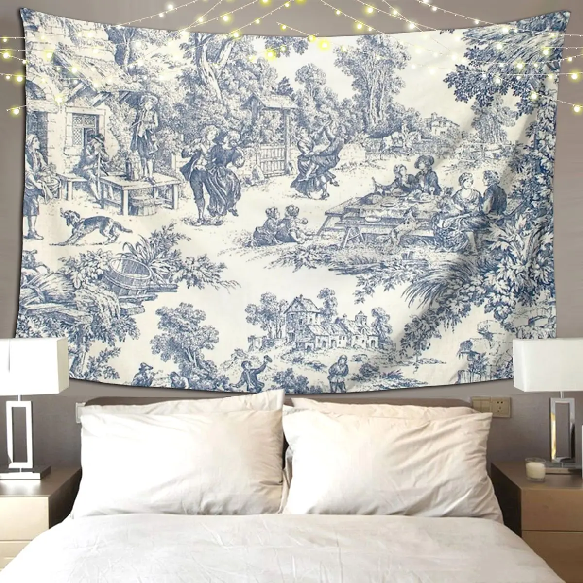 

Toile De Jouy Number Tapestry Art Wall Hanging Aesthetic Home Decor Tapestries for Living Room Bedroom Dorm Room