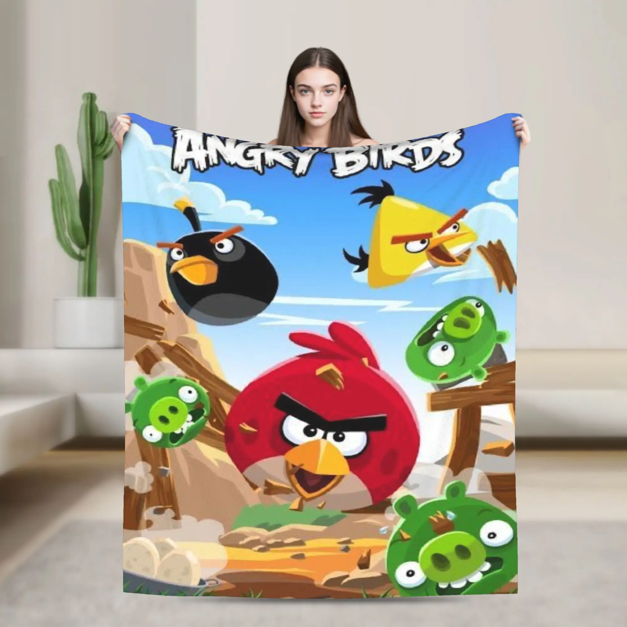 بطانية لعبة الرماية من Angrys-birds بأحجام متعددة، بطانيات مريحة وخفيفة الوزن لأريكة الأريكة والسرير #1