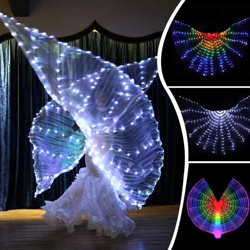 LED Rainbow Luminescent Cloak Luminous Fairy Wings Colorful Luminous Butterfly Wings Belly Dancing Performance Stage Prop