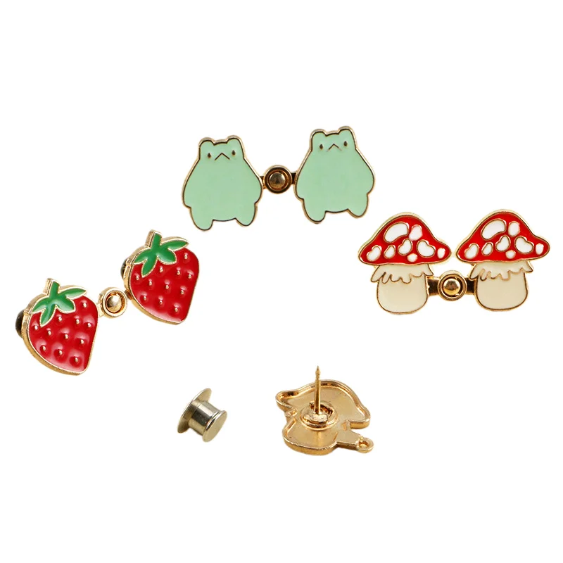 1 Paia Durevole Sostituzione Bottoni Jeans Kit di Riparazione Fragola/Rana/Fungo Bottone In Metallo Senza Cucito Pantaloni Riutilizzabili Spille Jeans