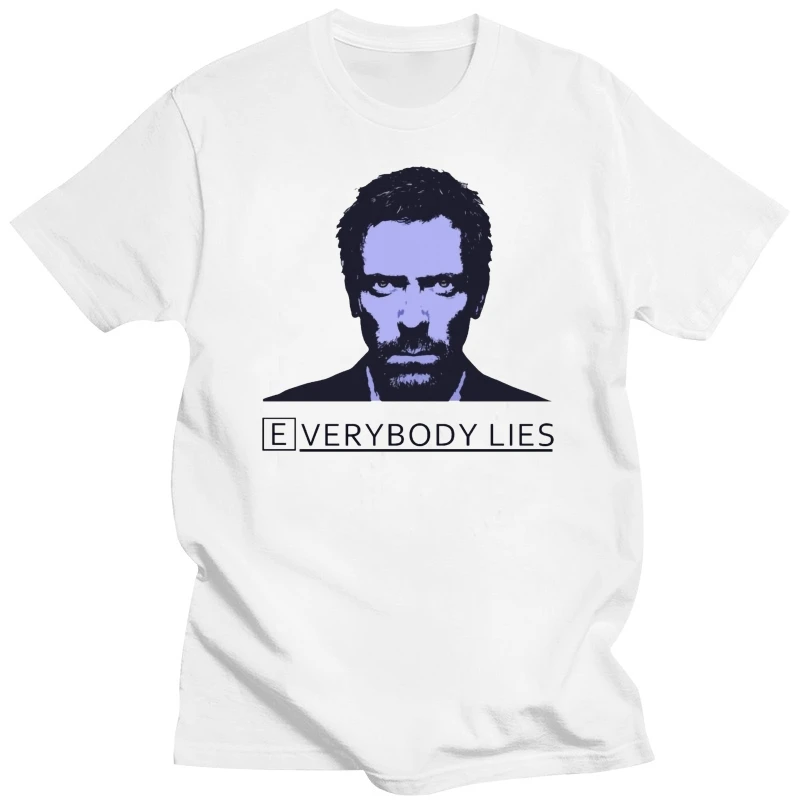 Men Tee Shirts Everybody Lies Stylish Dr House MD T Shirts Men's O Neck Short Sleeve T-Shirt Leisure 100% Cotton 4XL 5XL