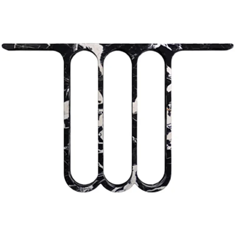 Black luxury stone entrance table, pure marble integrated carving strip case wall decoration table