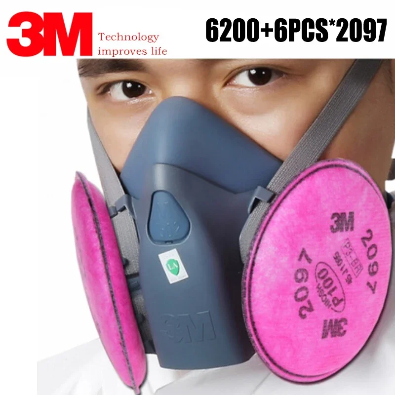 3M 7502+2097 Half Facepiece Mask Reusable Respirator P100 Respiratory Protection Nuisance Level Organic Vapor