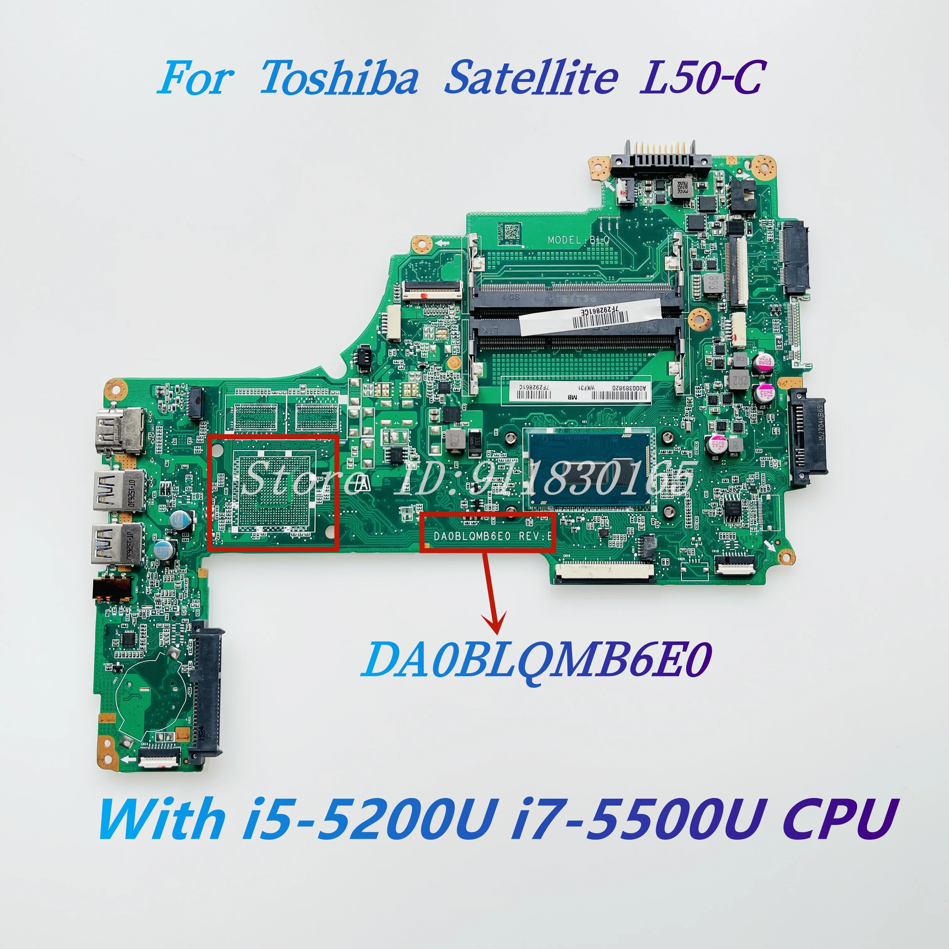 For TOSHIBA Satellite L50-C dynabook T75 RB T75/RB Laptop Motherboard DA0BLQMB6E0 A000389820 i5-5200U i7-5500U CPU UMA Mainboard