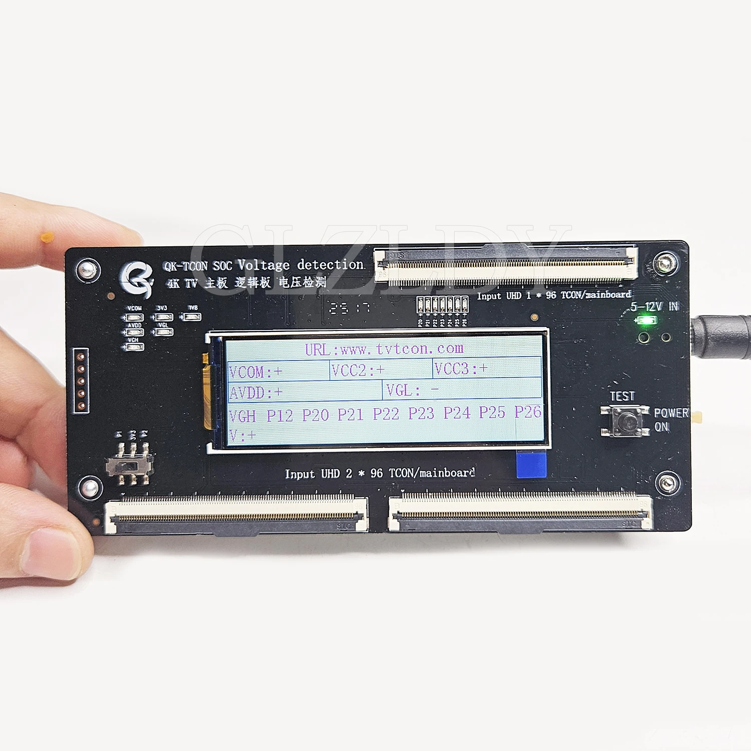 

QK-TCON SOC 4K ТВ материнская плата обнаружения напряжения VGL VGH AVDDV COM с дисплеем