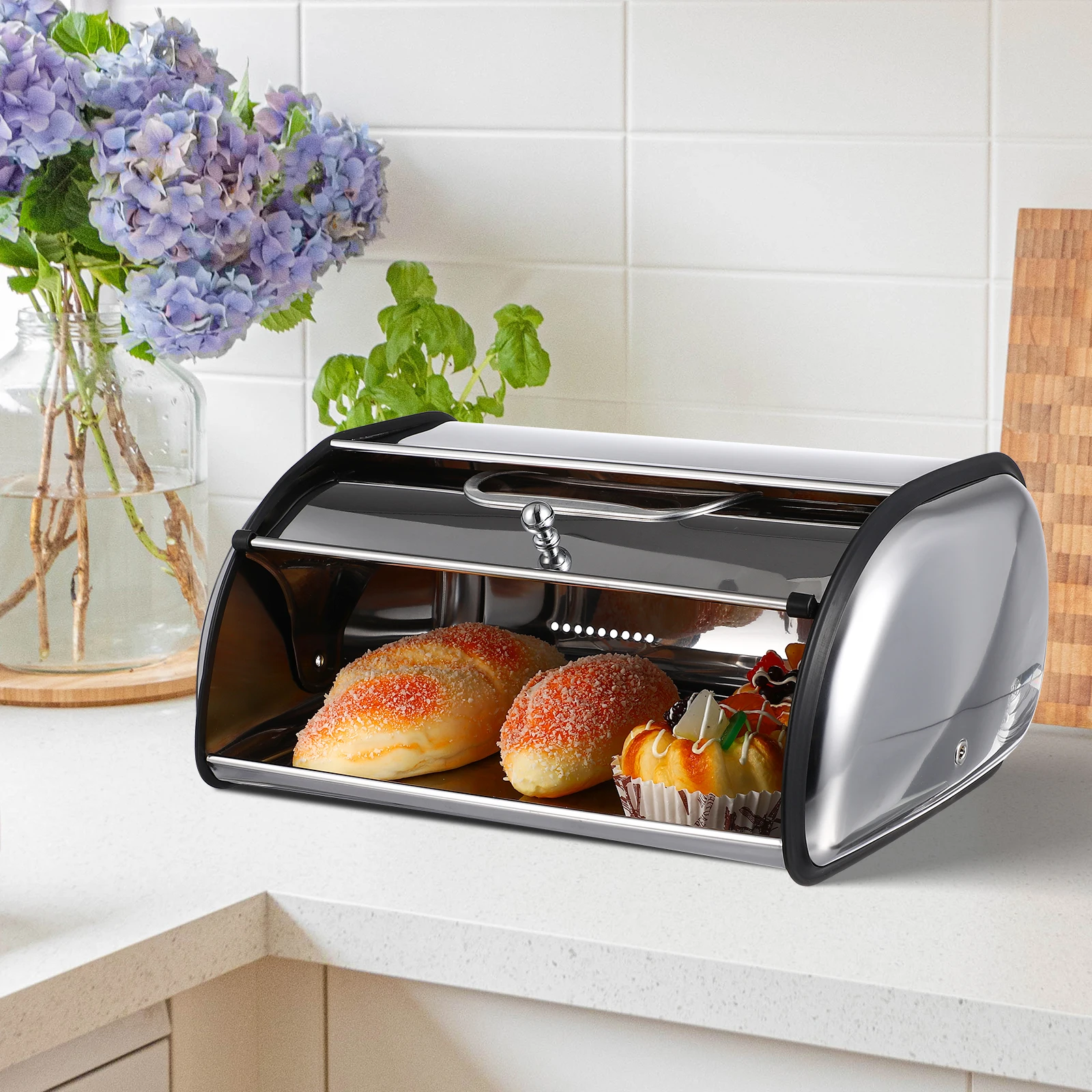 

Stainless Steel Bread Box Storage Container Kitchen Holder ganizer Multi function Bread Container Household Accessory Strong